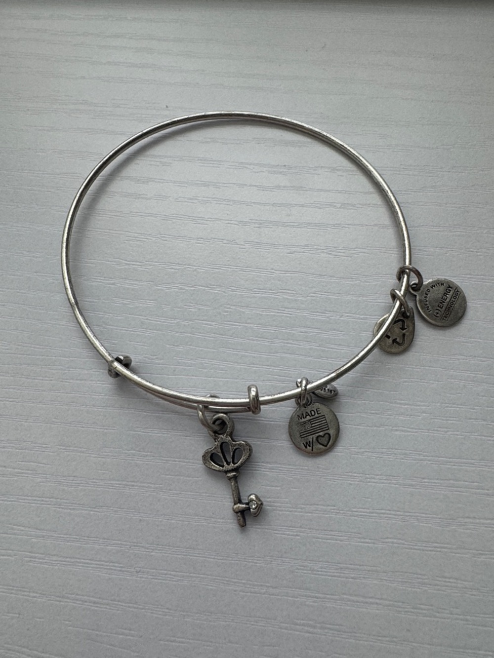 Alex and Ani - Silver Key Charm Expandable Bangle Bracelet
